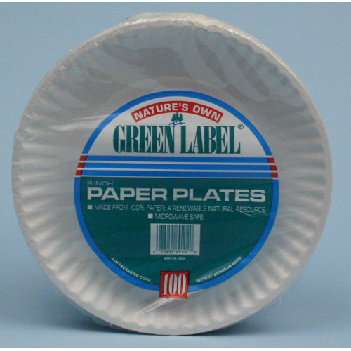 9 Inch Green Label Paper Plates
